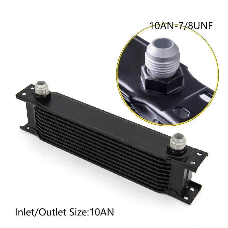 ZHSYMX 10 Row AN10-10AN Stacked Plate Oil Cooler With 6AN 8AN Adapter Universal Engine Transmission British Radiator Oil Cooler Condenser Aluminium Alloy Black - Image 4